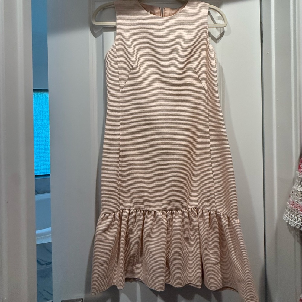Akris Soft Blush Silk Textured Ruffle-Hem Dress